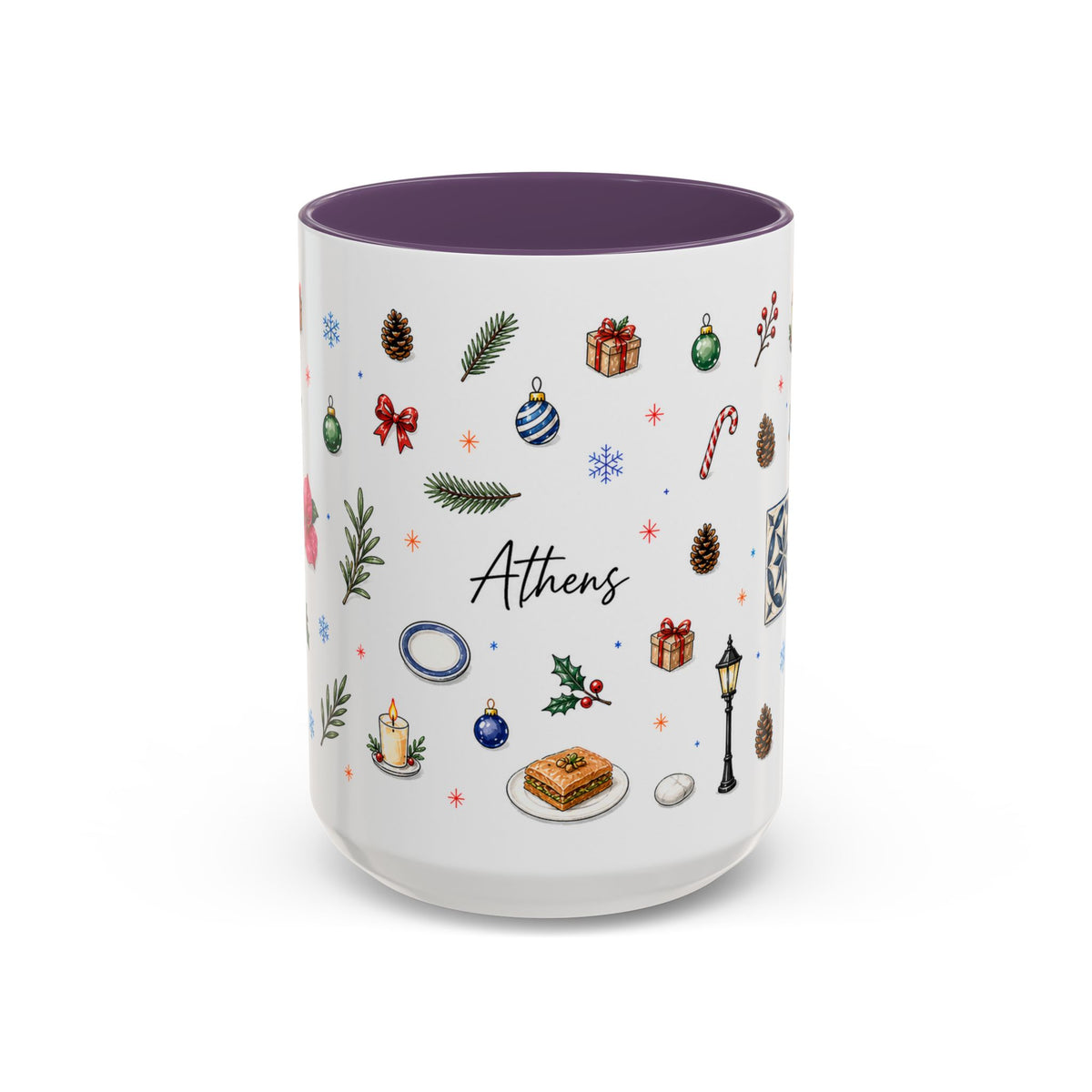Athens Christmas Mug | Watercolor City Souvenir, Travel Gift (11oz/15oz)