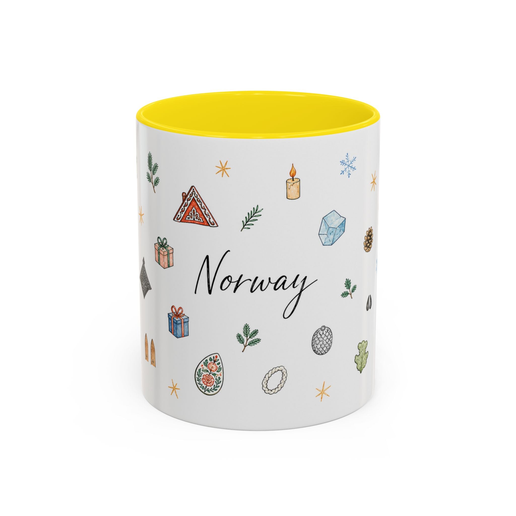 Norway Christmas Mug | Watercolor Travel Souvenir | Holiday Gift | Accent Ceramic Coffee Cup 11oz 15oz