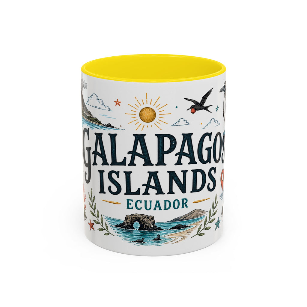 Galapagos Islands Coffee Mug | Travel Destination Souvenir Gift | Accent Color Ceramic 11oz 15oz