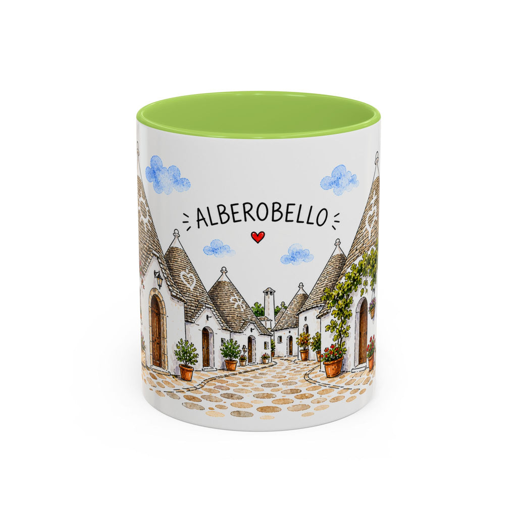 Alberobello Illustrated Travel Mug | Italy Souvenir Accent Coffee Mug | 11oz 15oz Ceramic Cup