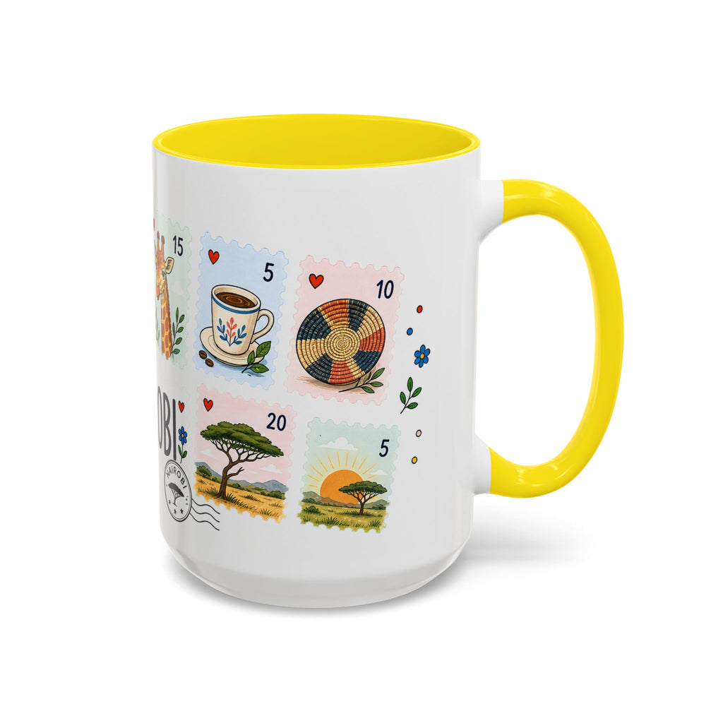 Nairobi Coffee Mug | Postage Stamp Collage Mug | Travel Souvenir Accent Cup 11oz 15oz