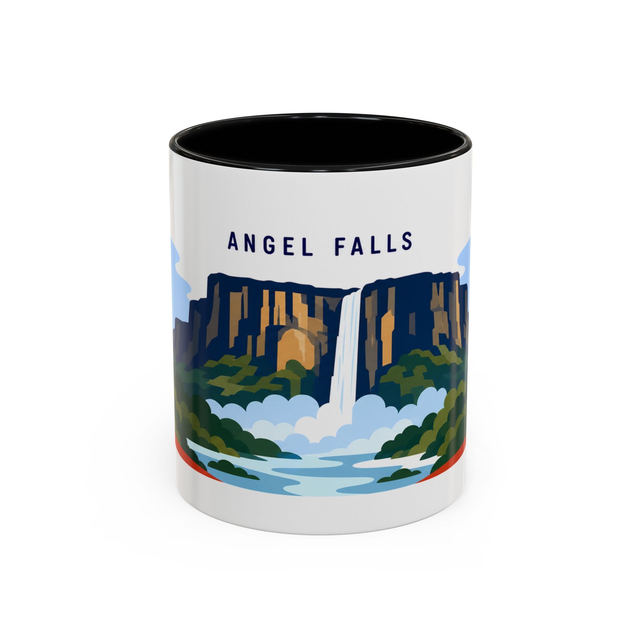 Angel Falls Coffee Mug | Travel Destination Souvenir Gift | Accent Color Ceramic 11oz 15oz