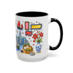 Hong Kong Illustrated Travel Mug | City Souvenir Accent Coffee Mug | 11oz 15oz Ceramic Cup