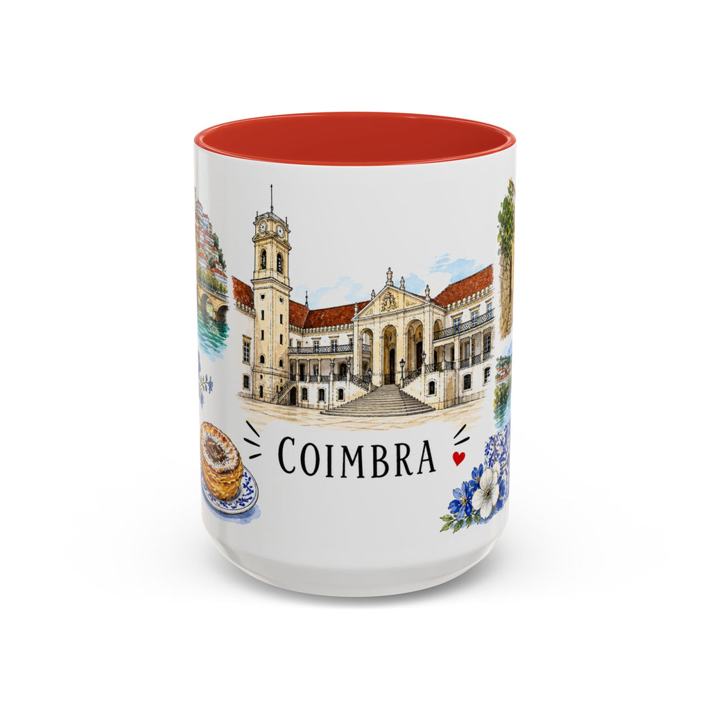 Coimbra Illustrated Travel Mug | City Souvenir Accent Coffee Mug | 11oz 15oz Ceramic Cup