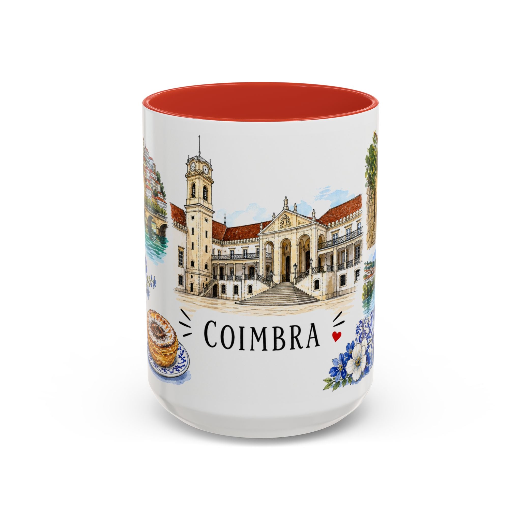 Coimbra Illustrated Travel Mug | City Souvenir Accent Coffee Mug | 11oz 15oz Ceramic Cup