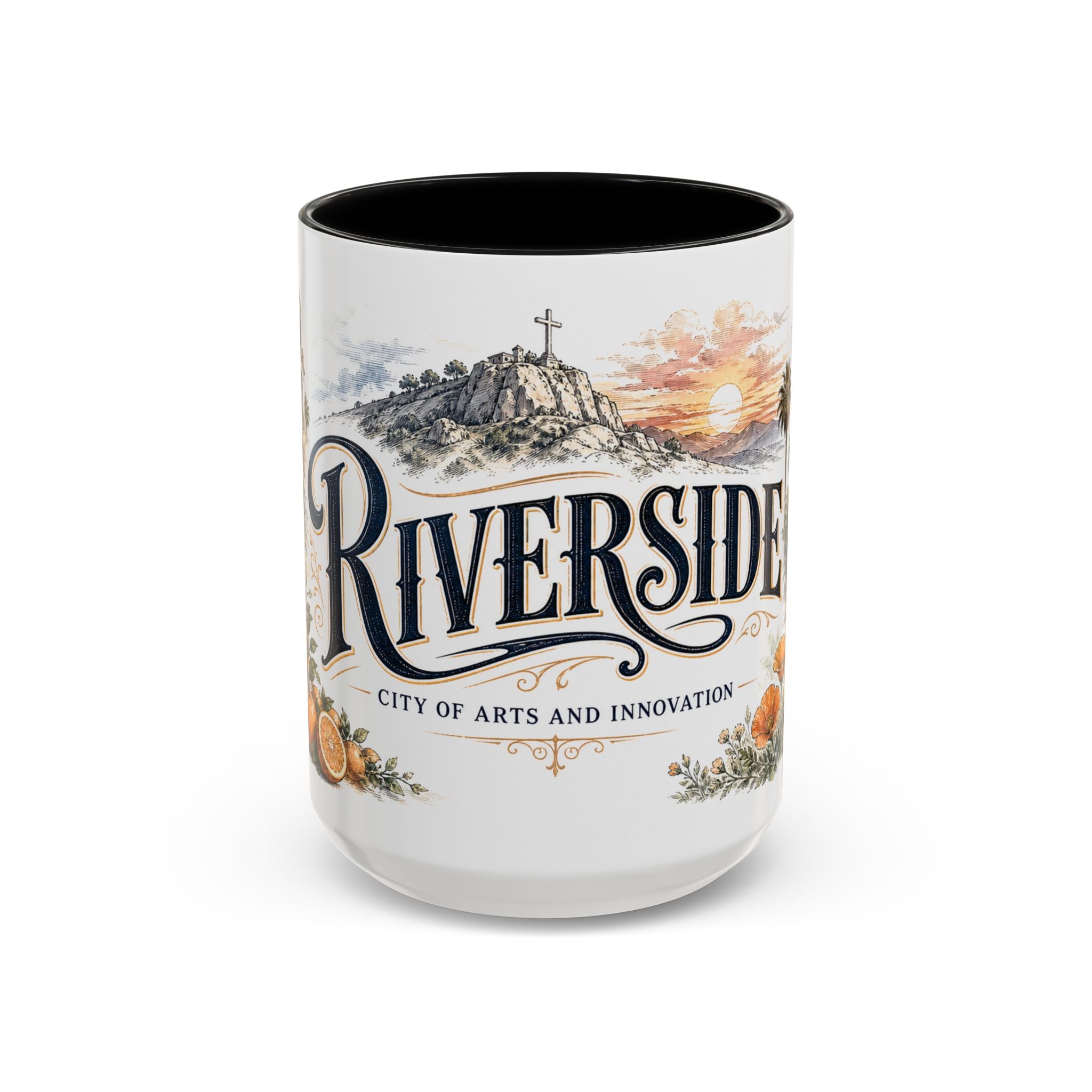 Riverside Coffee Mug | United States Travel Souvenir | Vintage Illustrated City Gift | 11 oz 15 oz Accent Mug