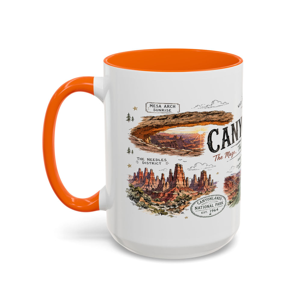 Canyonlands National Park Coffee Mug | Utah Red Rock Desert River Gift | Accent Color Ceramic 11oz 15oz