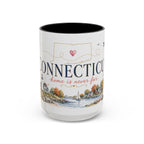 Connecticut State Map Mug | Botanical Accent Coffee Cup (11oz 15oz)