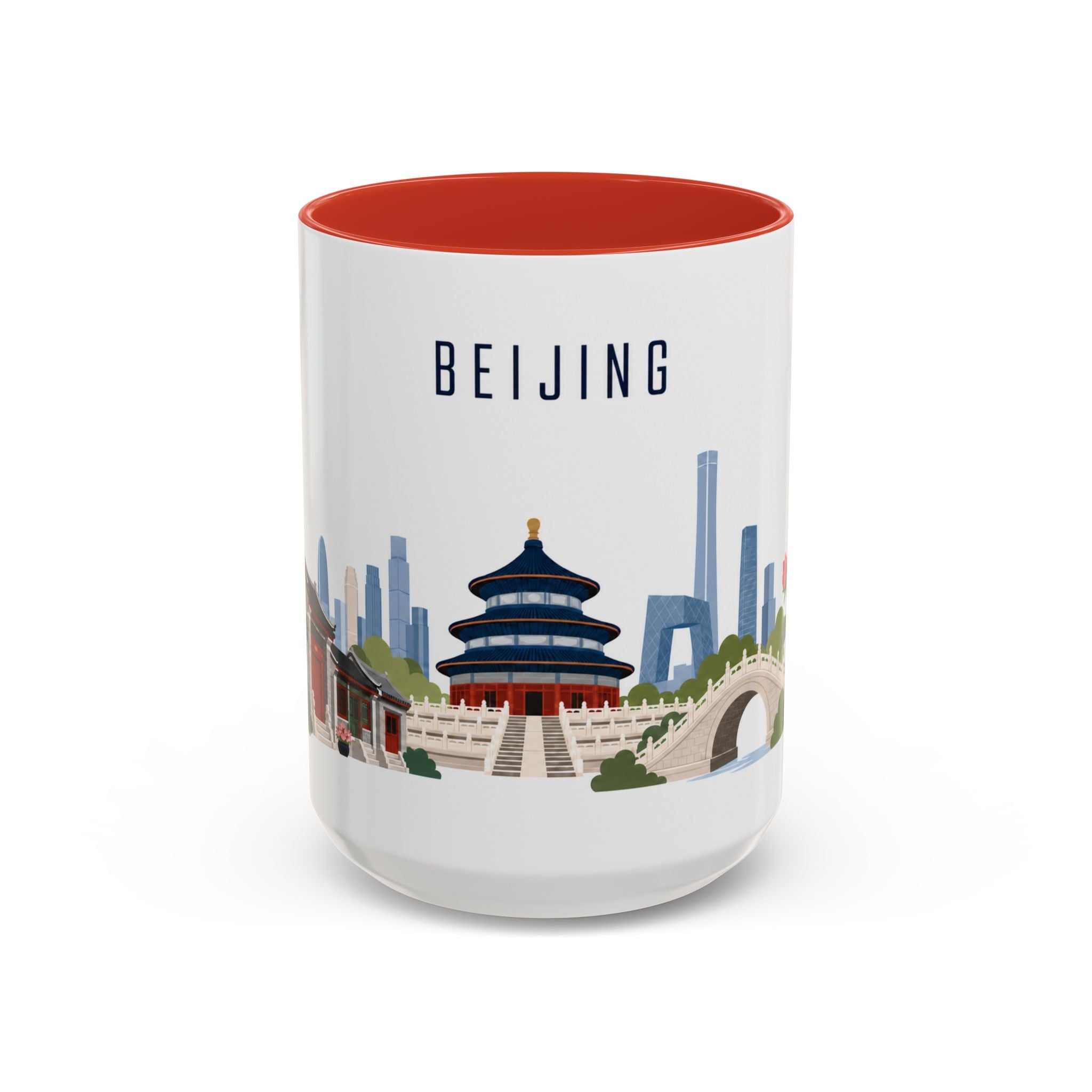Beijing Coffee Mug | China Travel Souvenir | Porcelain Decal City Gift | 11oz 15oz Accent Mug