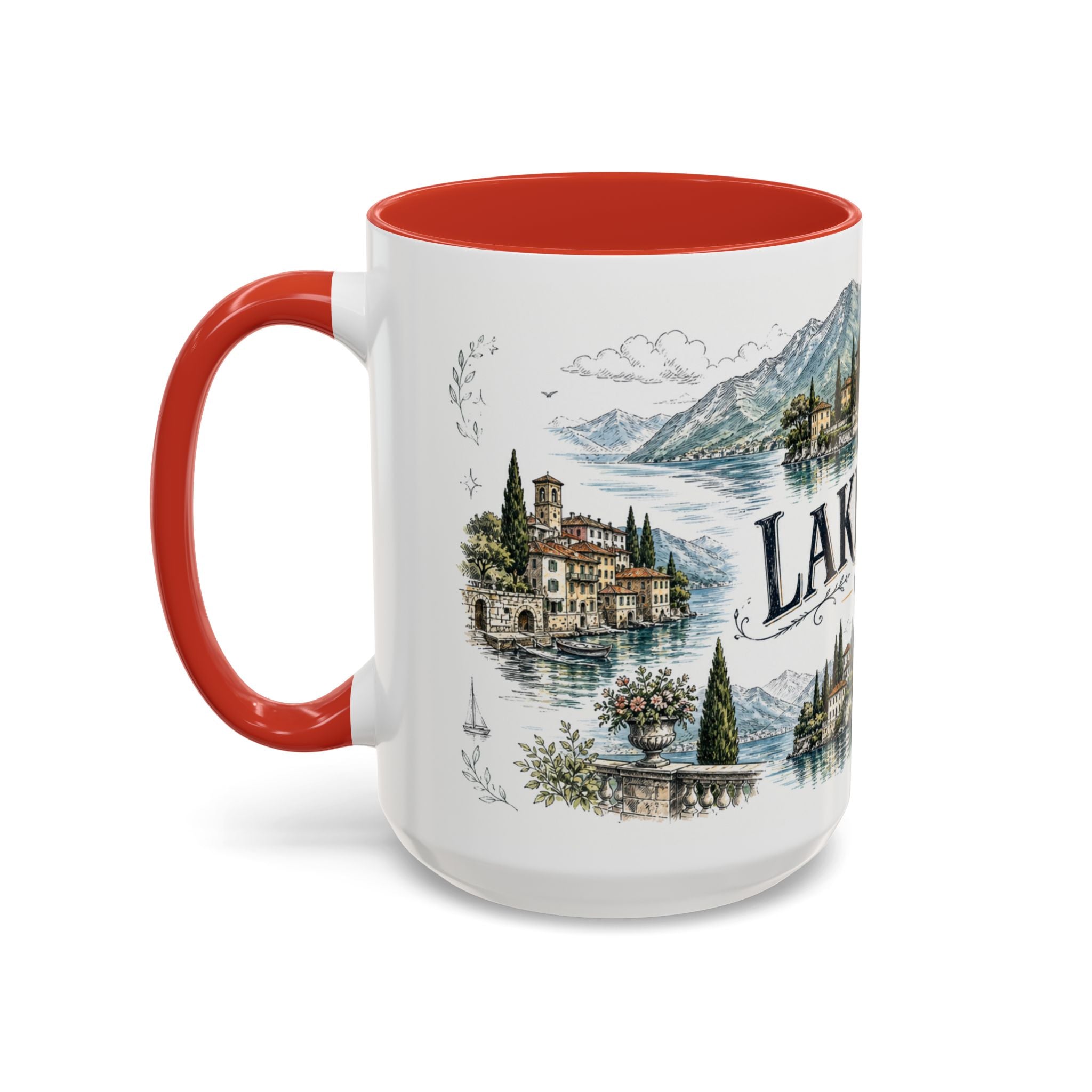 Lake Como Mug, Italy Travel Souvenir, Bucket List Gift, Accent Ceramic Coffee Mug 11oz 15oz