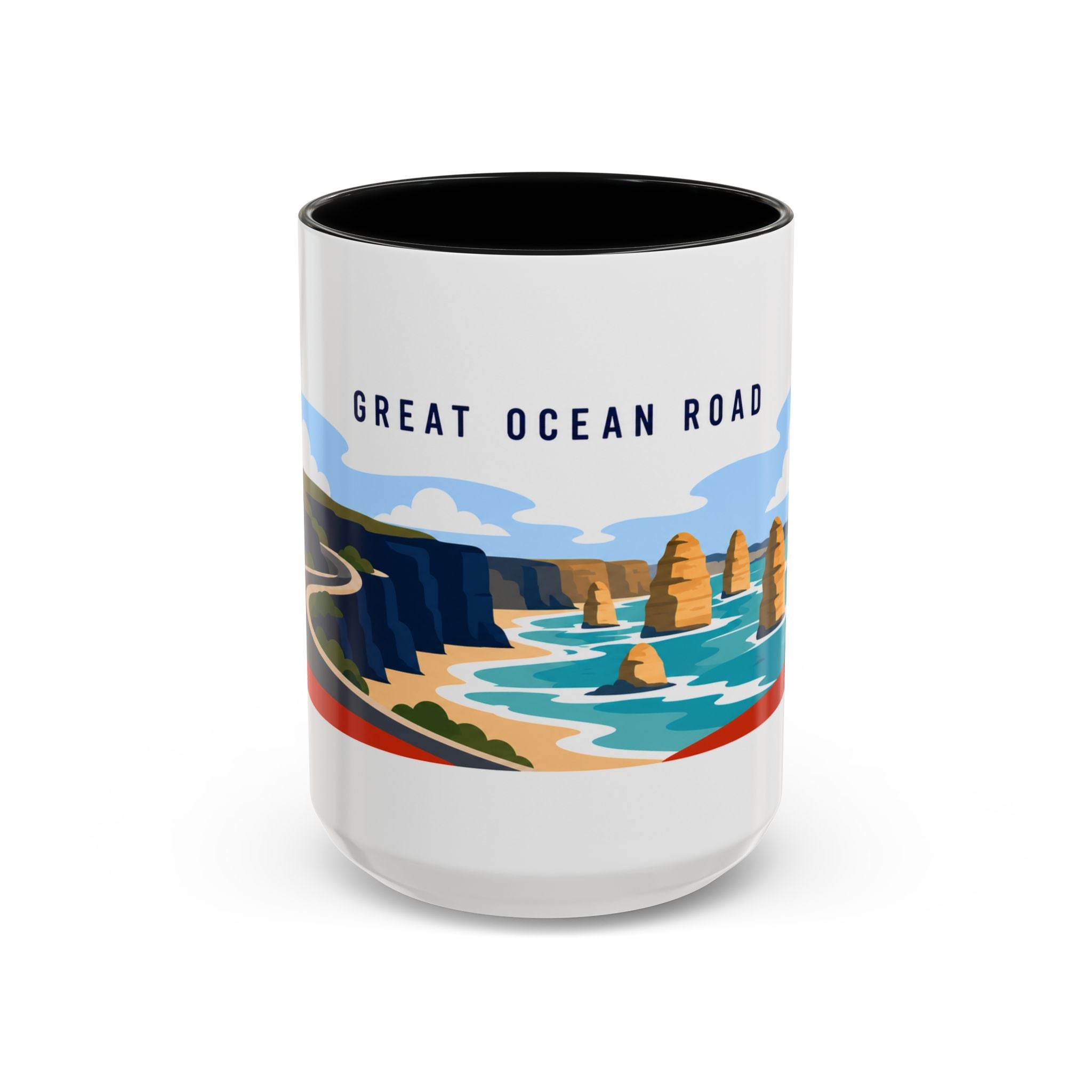 Great Ocean Road Coffee Mug | Travel Destination Souvenir Gift | Accent Color Ceramic 11oz 15oz