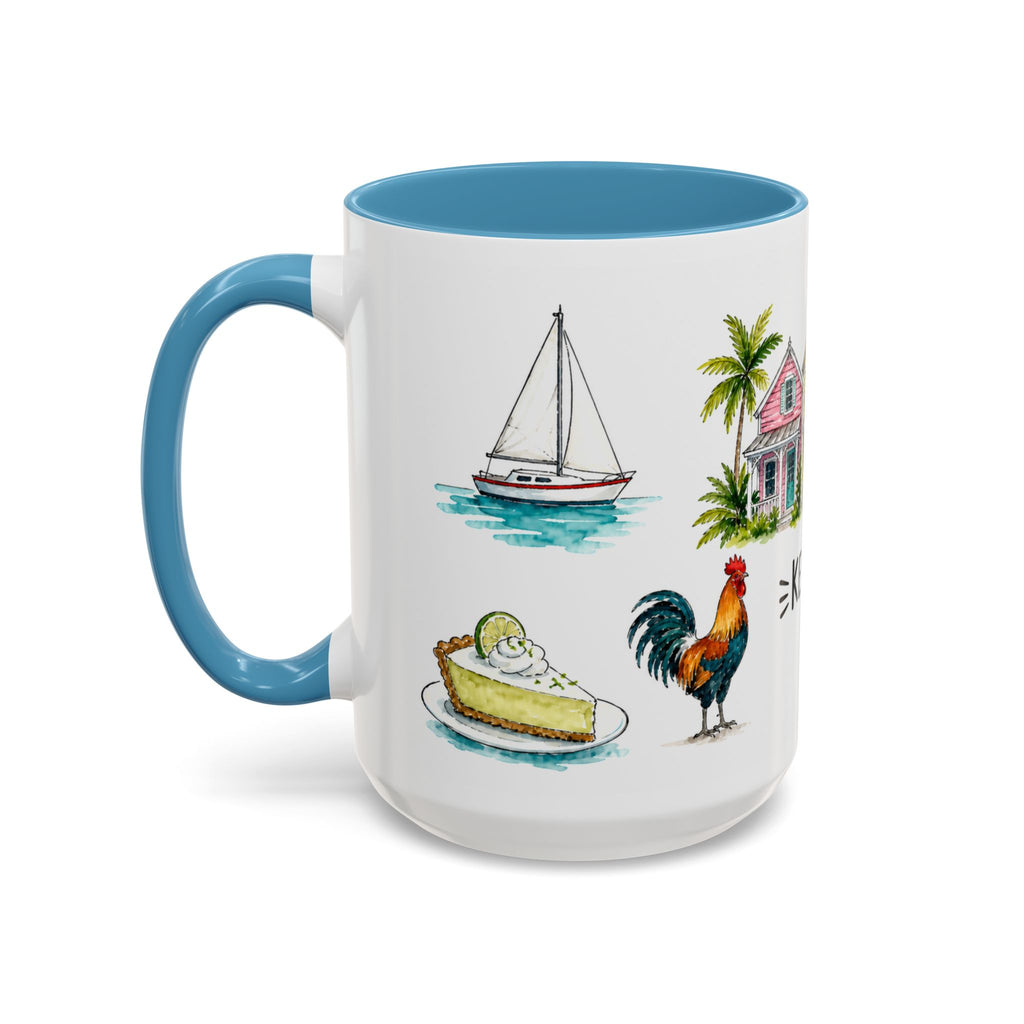 Key West Illustrated Travel Mug | City Souvenir Accent Coffee Mug | 11oz 15oz Ceramic Cup