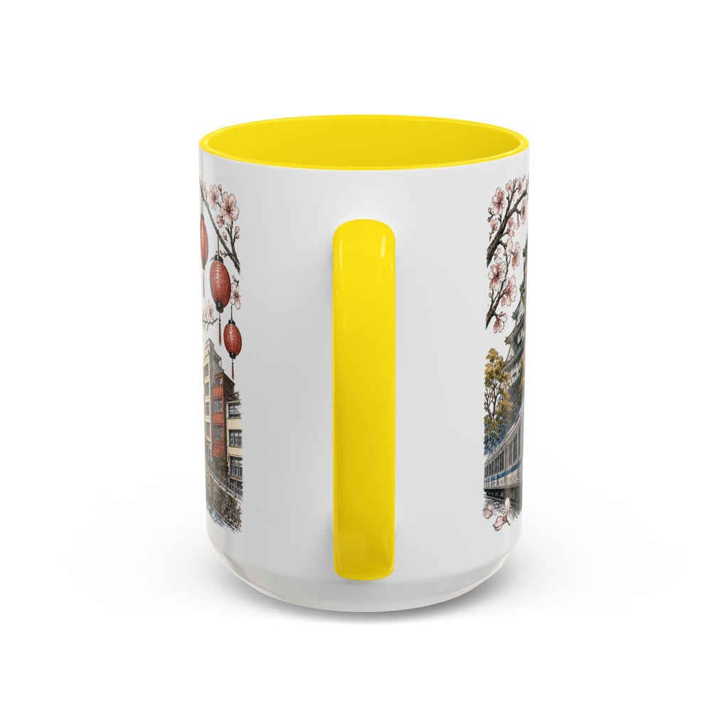Osaka Coffee Mug | Japan Travel Souvenir | Vintage Illustrated City Gift | 11 oz 15 oz Accent Mug