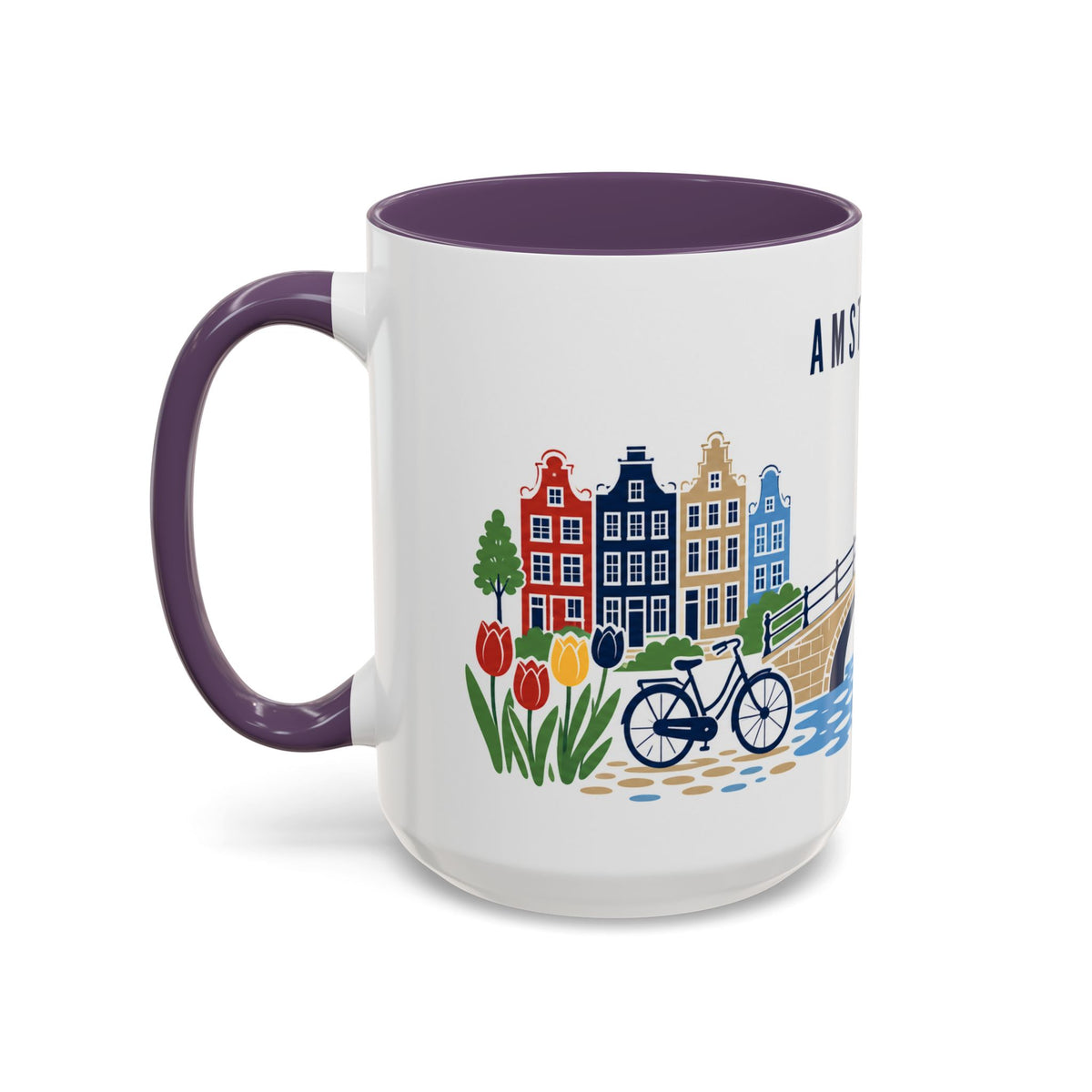 Amsterdam Coffee Mug | Netherlands Travel Souvenir | Porcelain Decal City Gift | 11oz 15oz Accent Mug