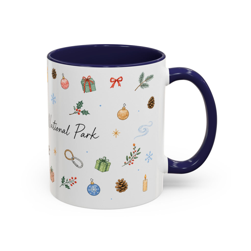 New River Gorge National Park Christmas Mug | Watercolor Travel Souvenir | Holiday Gift | Accent Ceramic Coffee Cup 11oz 15oz