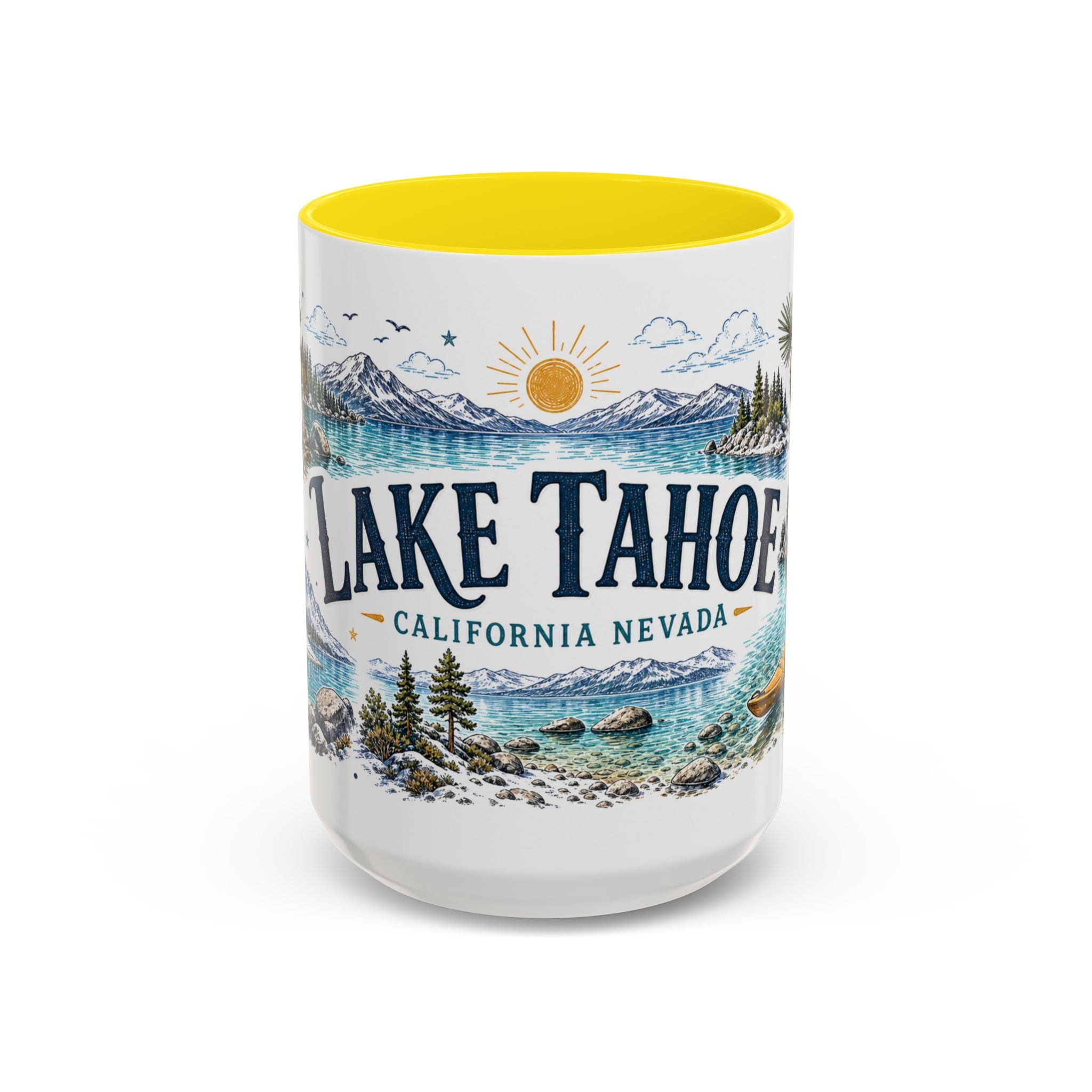Lake Tahoe Mug, California Nevada Travel Souvenir, Bucket List Gift, Accent Ceramic Coffee Mug 11oz 15oz