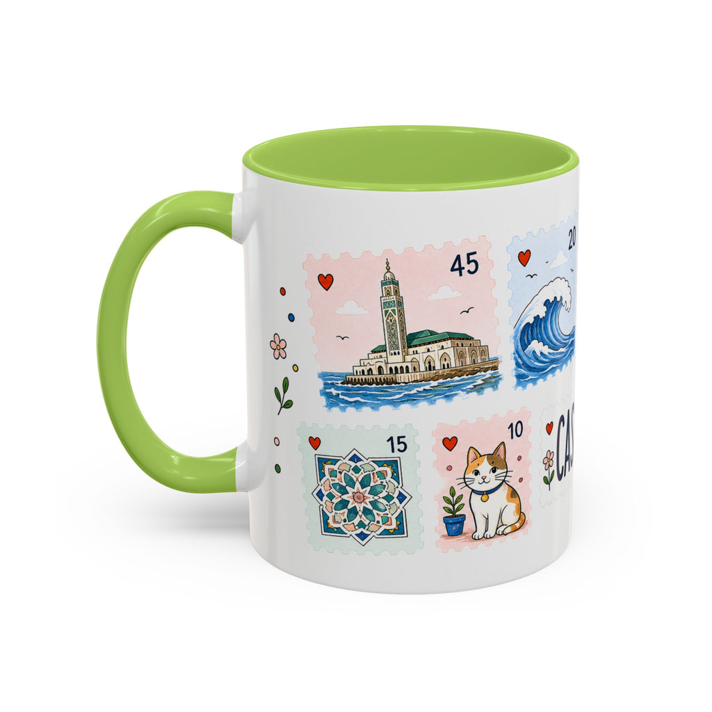 Casablanca Coffee Mug | Postage Stamp Collage Mug | Travel Souvenir Accent Cup 11oz 15oz