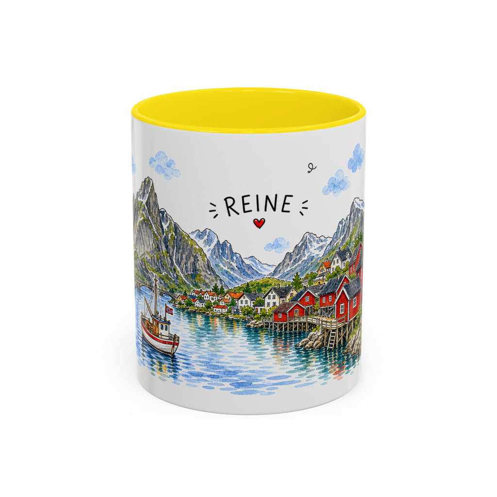 Reine Illustrated Travel Mug | Norway Souvenir Accent Coffee Mug | 11oz 15oz Ceramic Cup