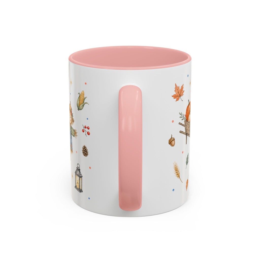 Thanksgiving Mug | Country Harvest Watercolor Gift | Pumpkin Scarecrow Accent Cup 11oz 15oz