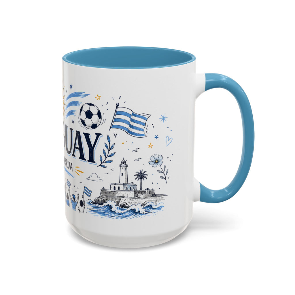 Uruguay Soccer Coffee Mug | World Cup Fan Gift | Accent Color Ceramic 11oz 15oz Match Day Cup
