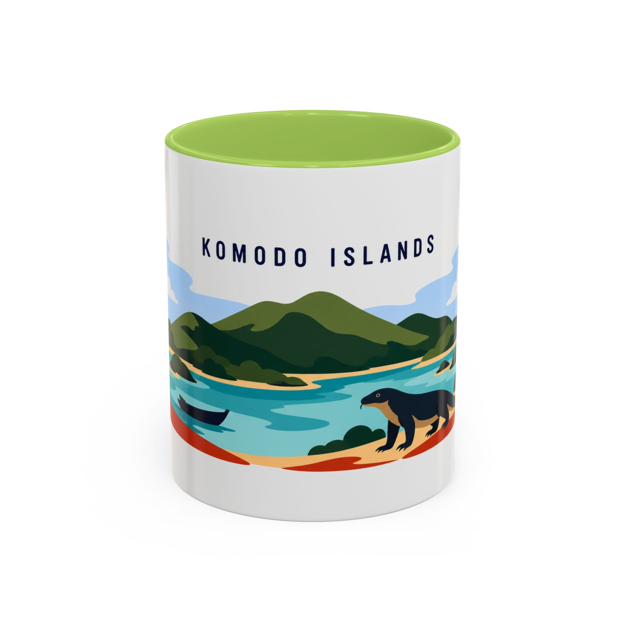 Komodo Islands Coffee Mug | Travel Destination Souvenir Gift | Accent Color Ceramic 11oz 15oz