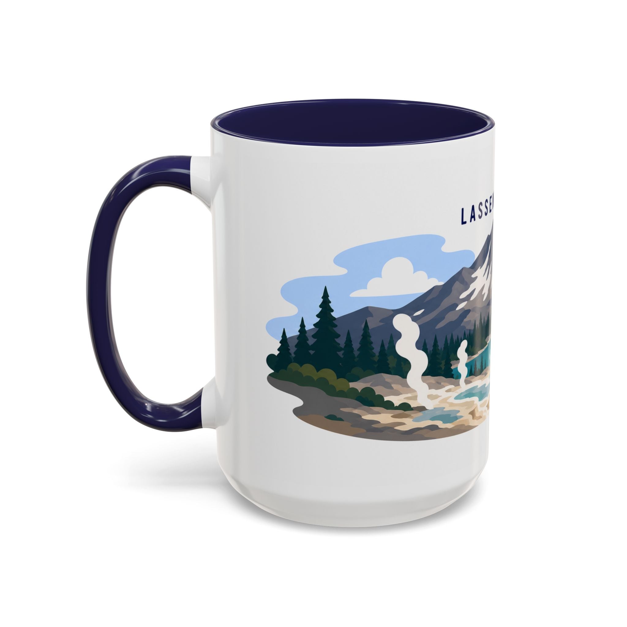 Lassen Volcanic National Park Coffee Mug | Solid Color Block Park Souvenir | 11oz 15oz Accent Mug