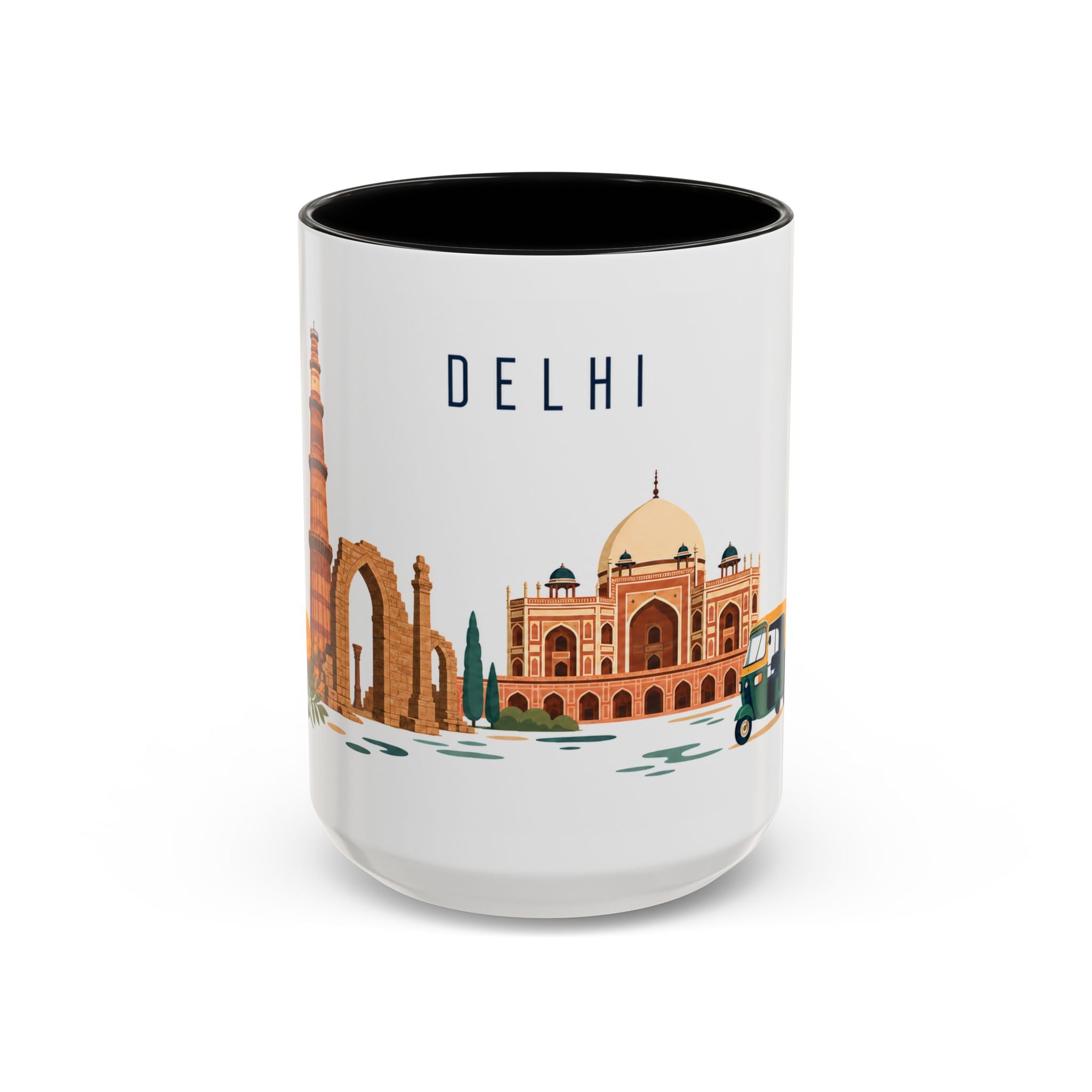 Delhi Coffee Mug | India Travel Souvenir | Porcelain Decal City Gift | 11oz 15oz Accent Mug