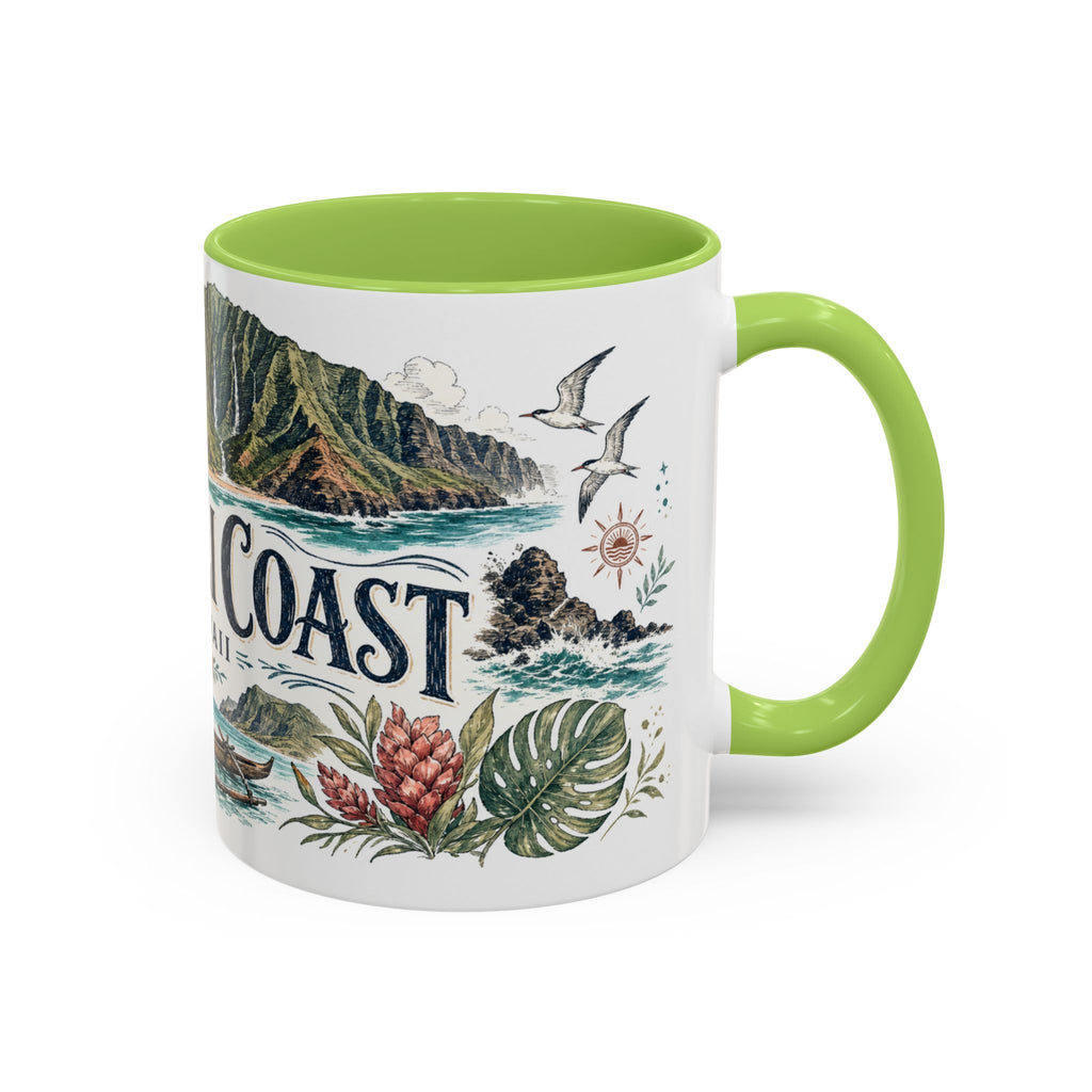 Na Pali Coast Mug, Hawaii Travel Souvenir, Bucket List Gift, Accent Ceramic Coffee Mug 11oz 15oz