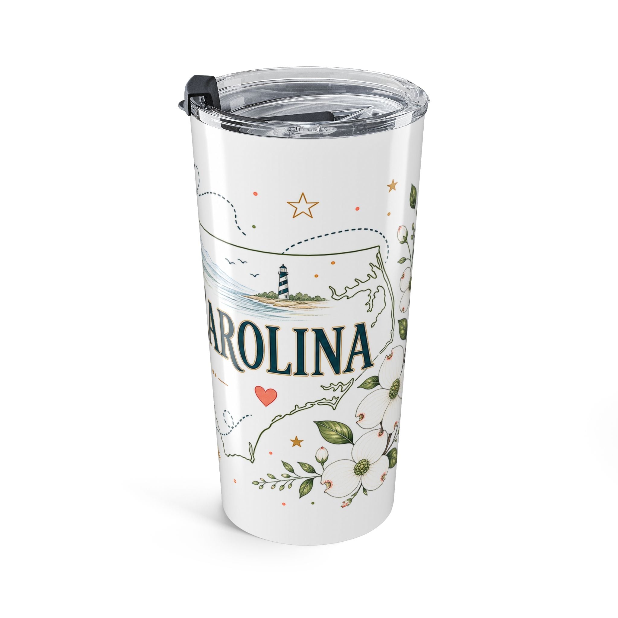 North Carolina State Flower 20oz Tumbler | North Carolina Botanical Gift | Insulated Stainless Steel Travel Cup