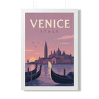 Venice Italy Framed Poster | Vintage Travel Wall Art | Black Walnut White Frame | 16x24 20x30