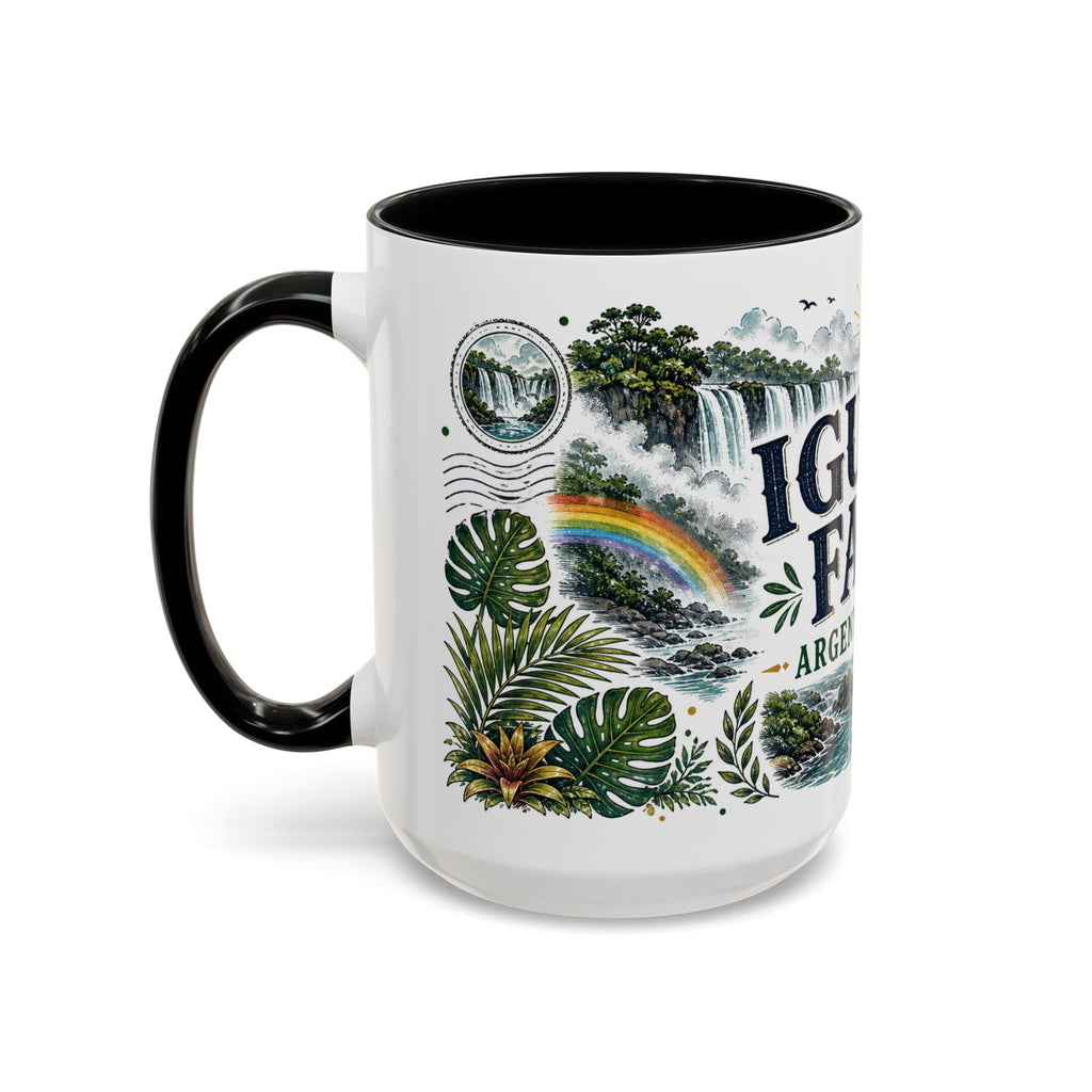 Iguazu Falls Coffee Mug | Travel Destination Souvenir Gift | Accent Color Ceramic 11oz 15oz