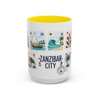 Zanzibar City Coffee Mug | Postage Stamp Collage Mug | Travel Souvenir Accent Cup 11oz 15oz