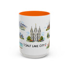 Salt Lake City Illustrated Travel Mug | City Souvenir Accent Coffee Mug | 11oz 15oz Ceramic Cup