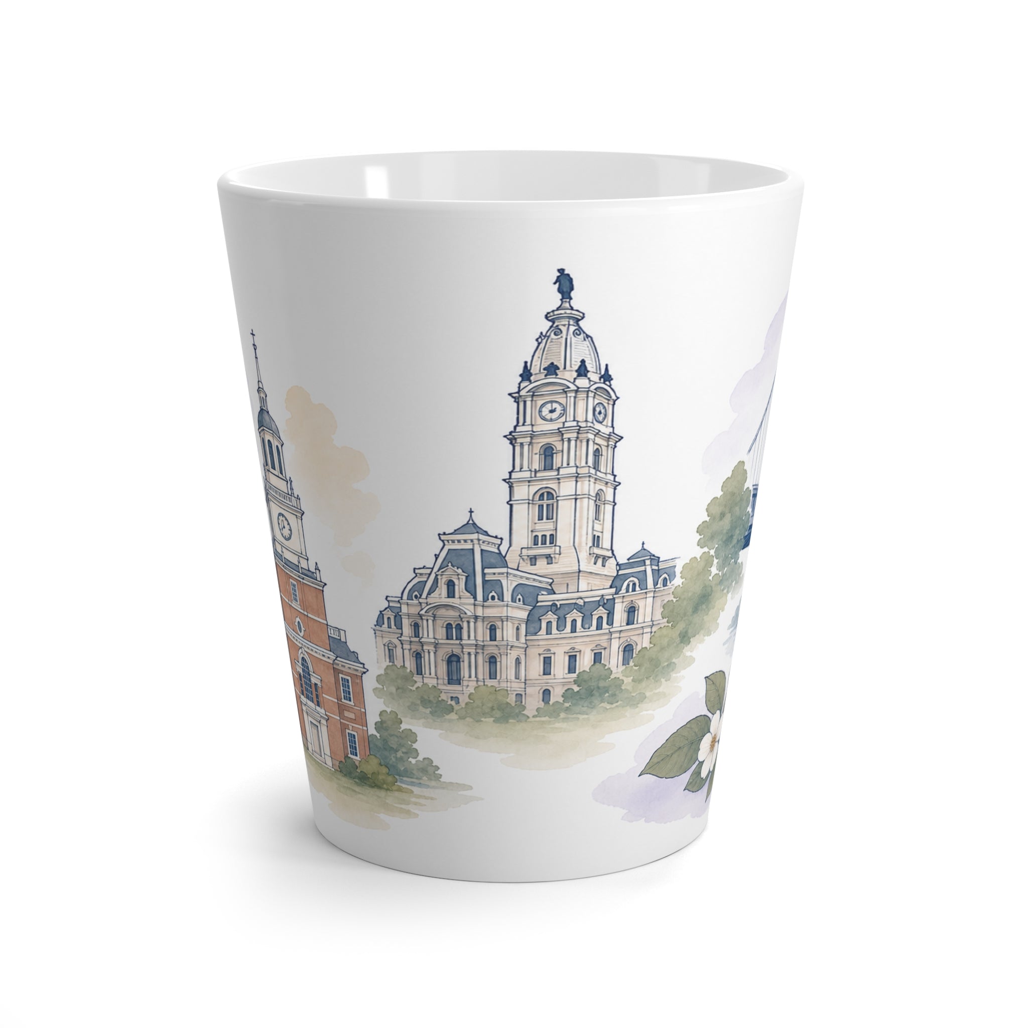 Philadelphia Latte Mug | Watercolor City Travel Mug | 12 oz Ceramic Souvenir Gift