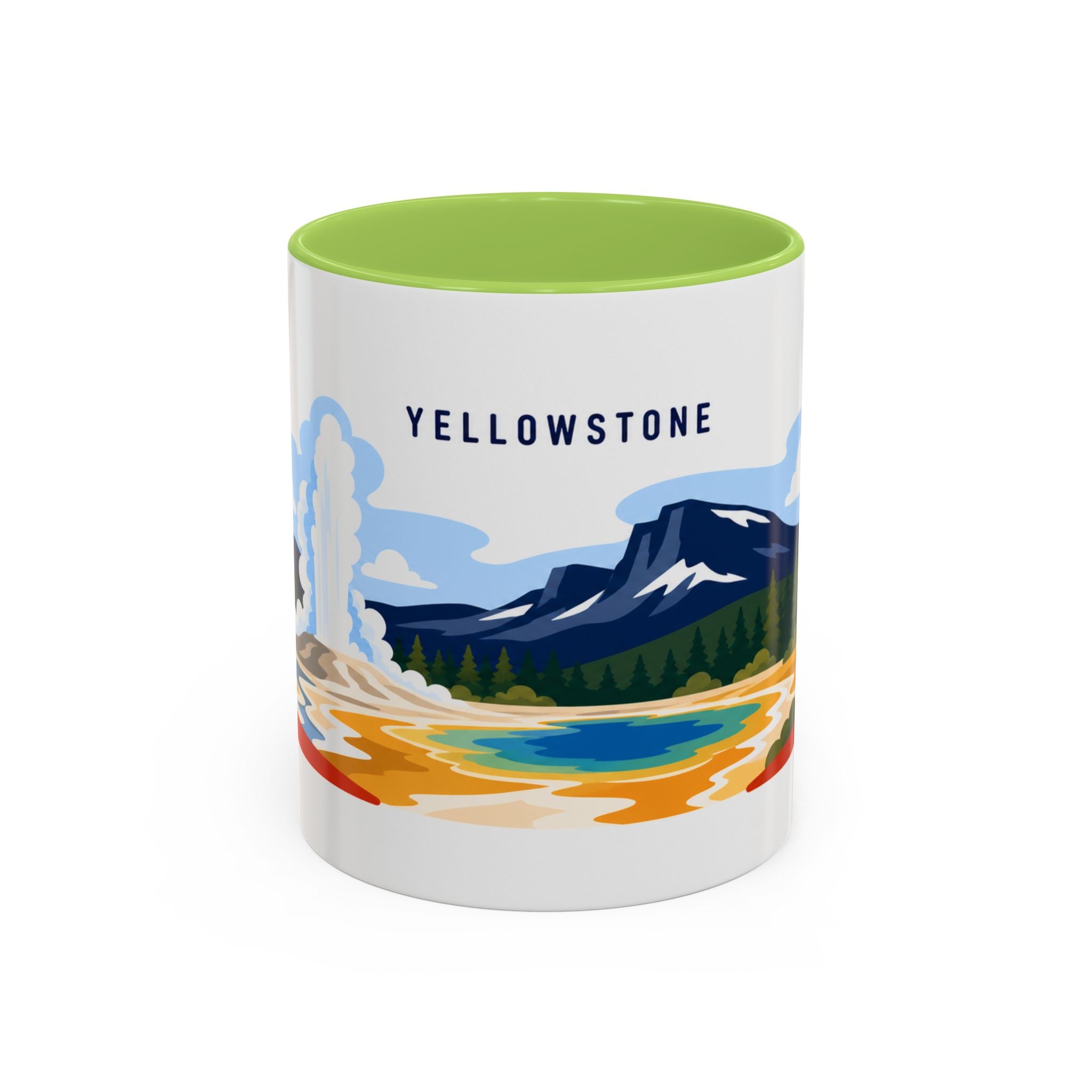 Yellowstone Coffee Mug | Travel Destination Souvenir Gift | Accent Color Ceramic 11oz 15oz