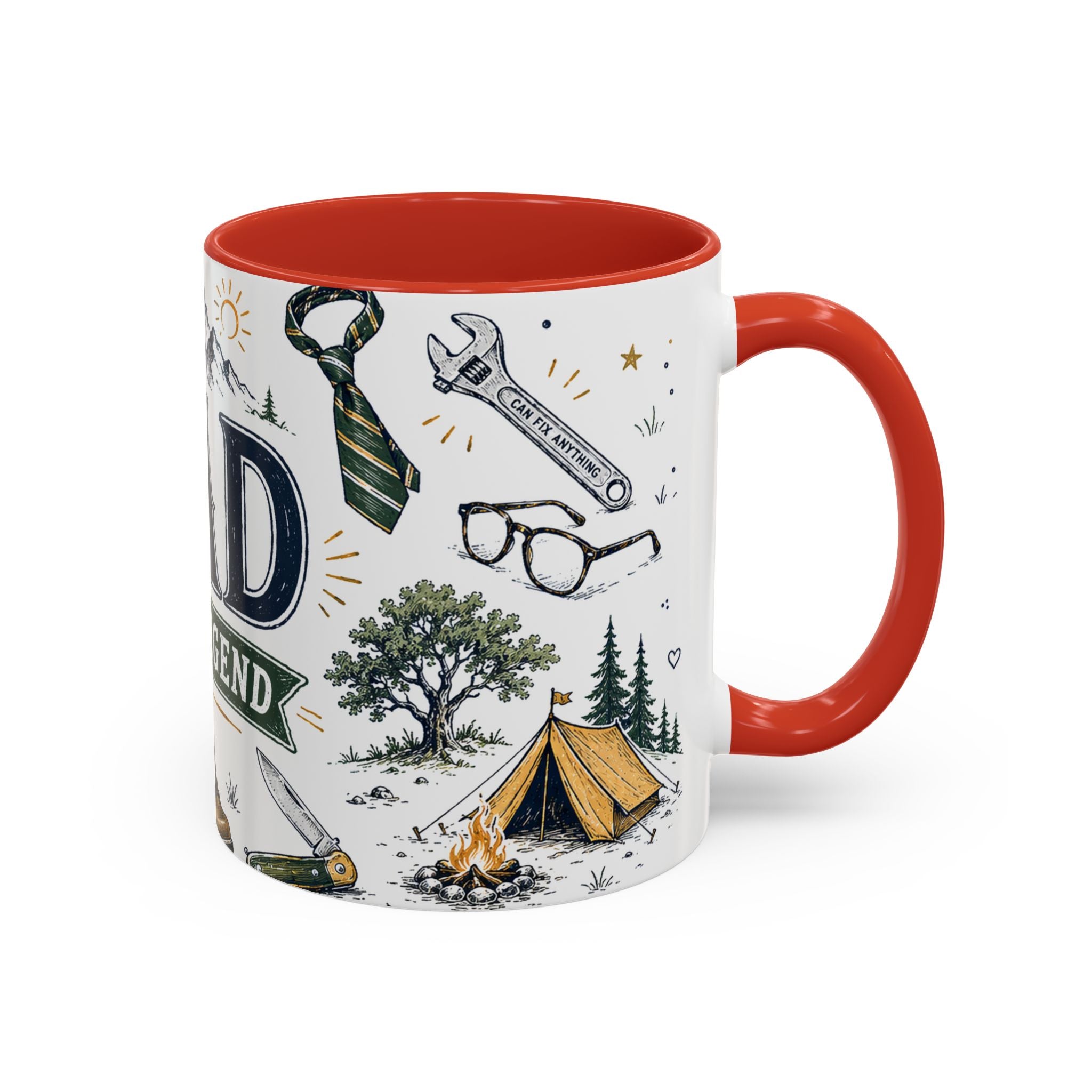 Dad The Legend Coffee Mug | Father's Day Gift for Dad | Accent Color Ceramic 11oz 15oz