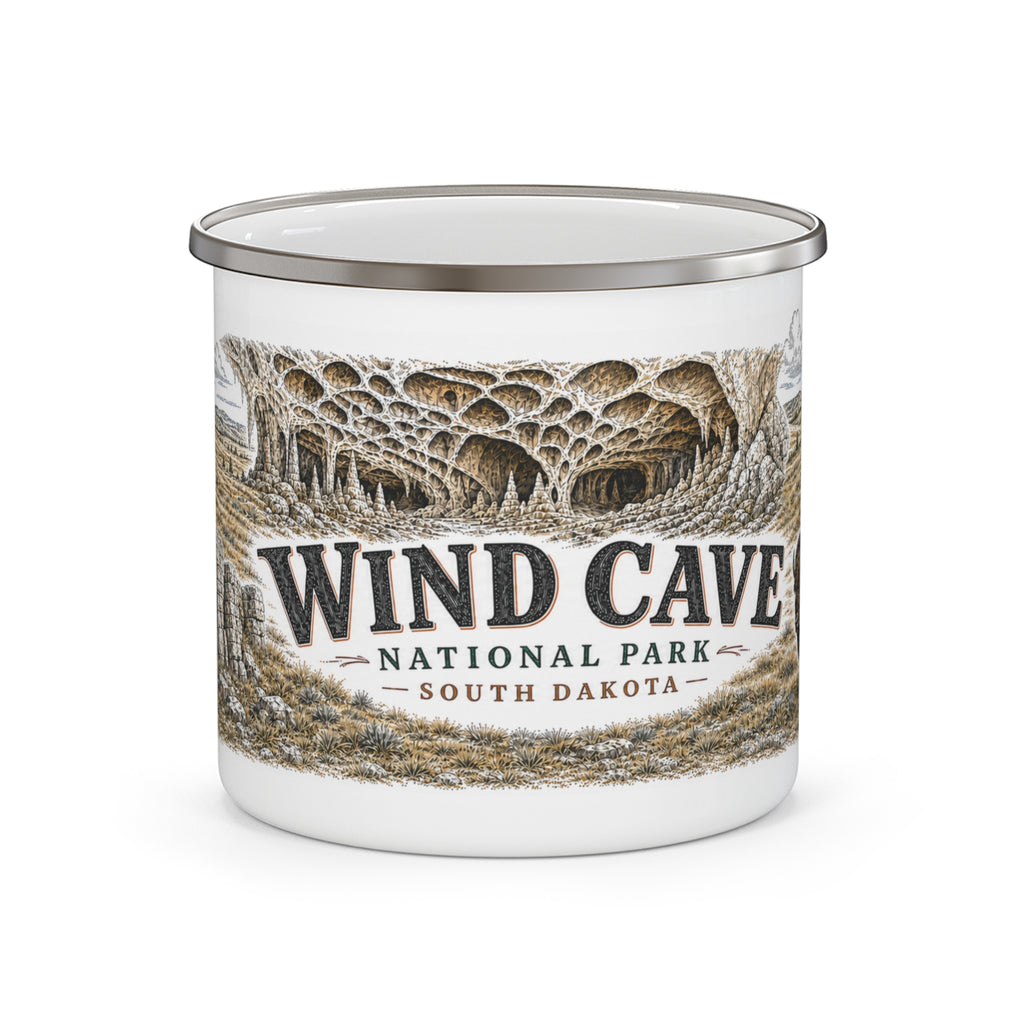 Wind Cave National Park Vintage Enamel Camping Mug | 12oz National Park Hiking Gift