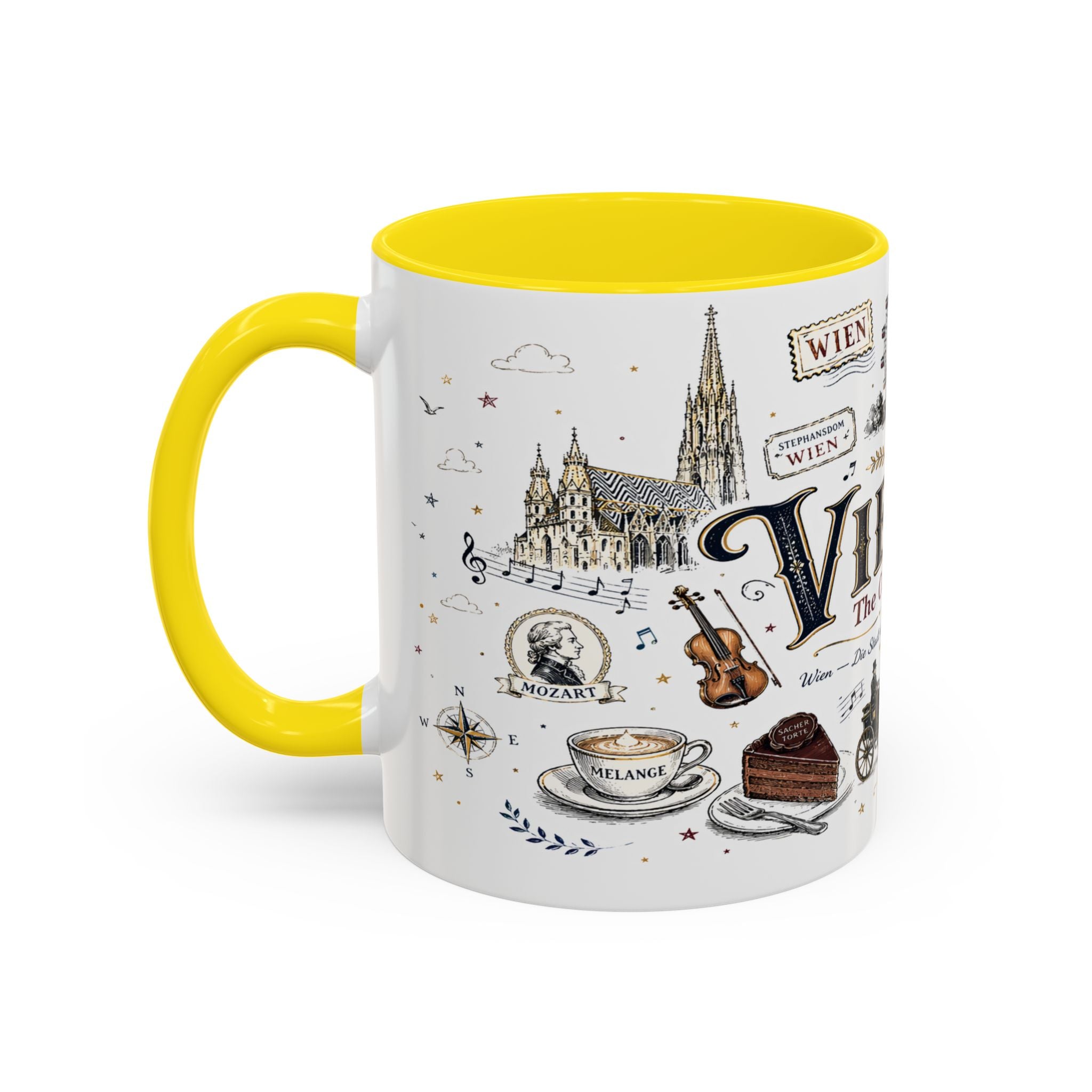 Vienna Coffee Mug | Austria Souvenir Travel Gift | Accent Color Ceramic 11oz 15oz