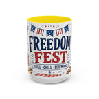 Freedom Fest Coffee Mug | Grill Chill Fireworks 4th of July | Accent Color Ceramic 11oz 15oz