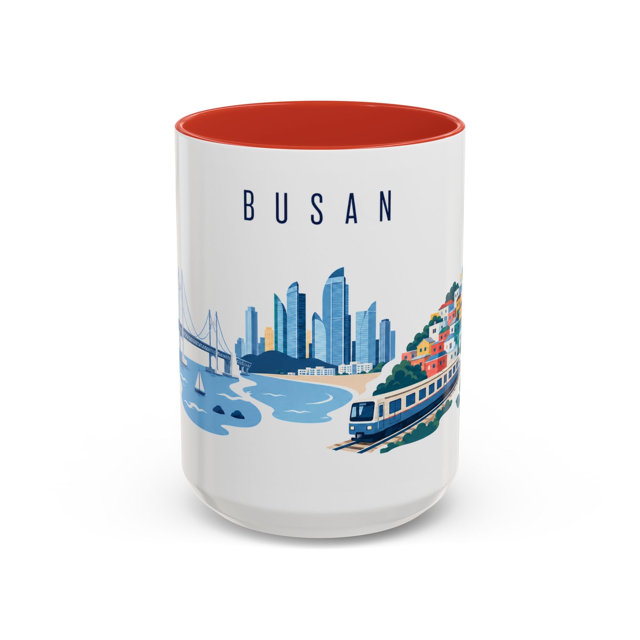 Busan Coffee Mug | South Korea Travel Souvenir | Porcelain Decal City Gift | 11oz 15oz Accent Mug