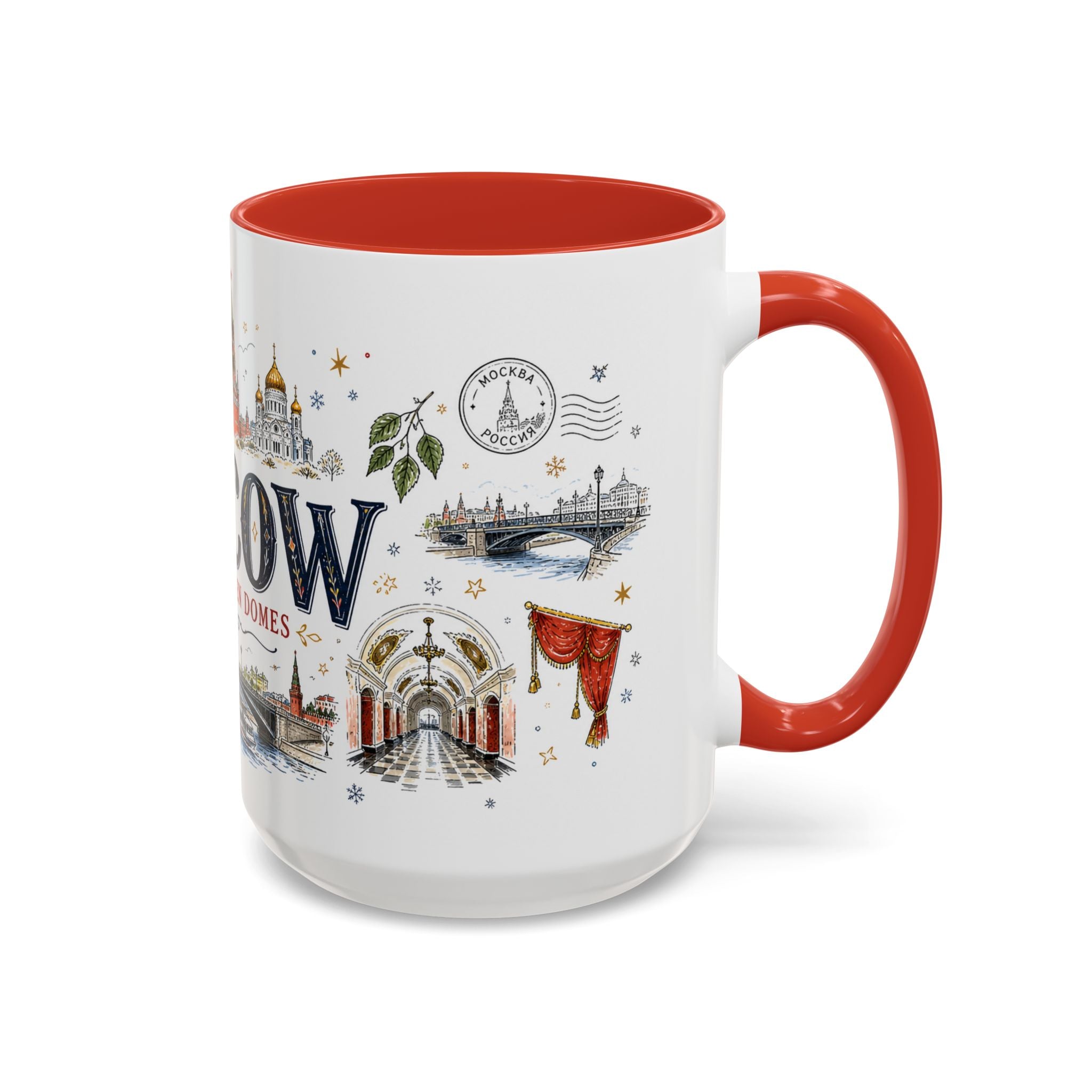 Moscow Coffee Mug | Russia Souvenir Travel Gift | Accent Color Ceramic 11oz 15oz