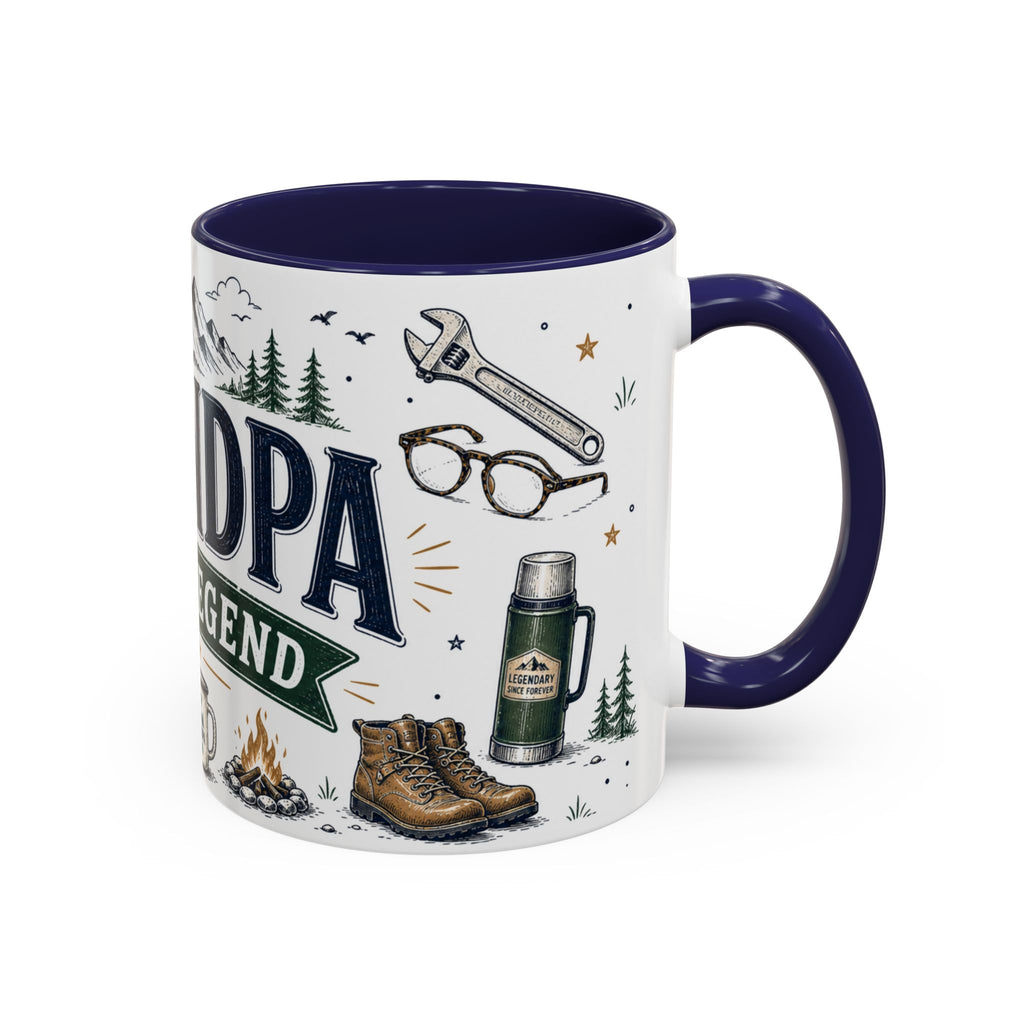 Grandpa The Legend Coffee Mug | Gift From Grandkids | Accent Color Ceramic 11oz 15oz