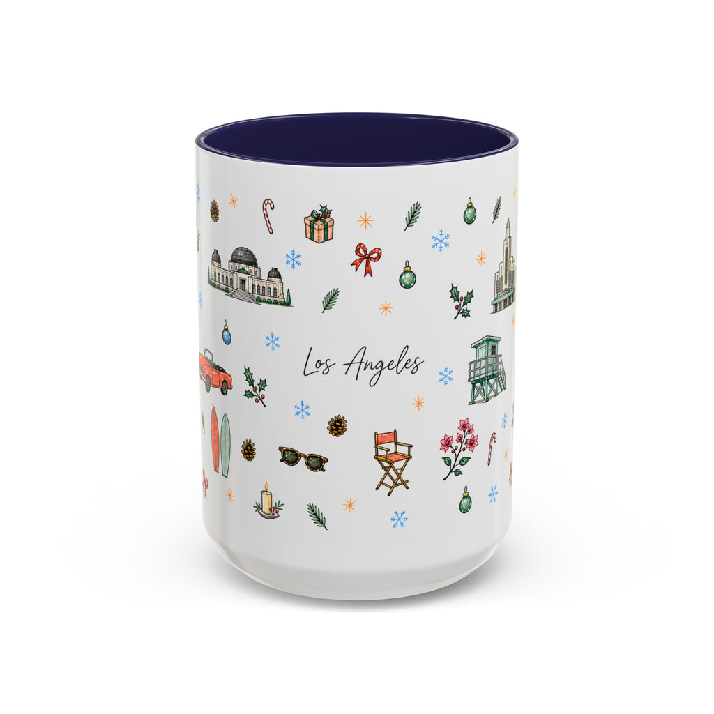 Los Angeles Christmas Mug | Watercolor City Souvenir | Ceramic Coffee Cup (11oz or 15oz)