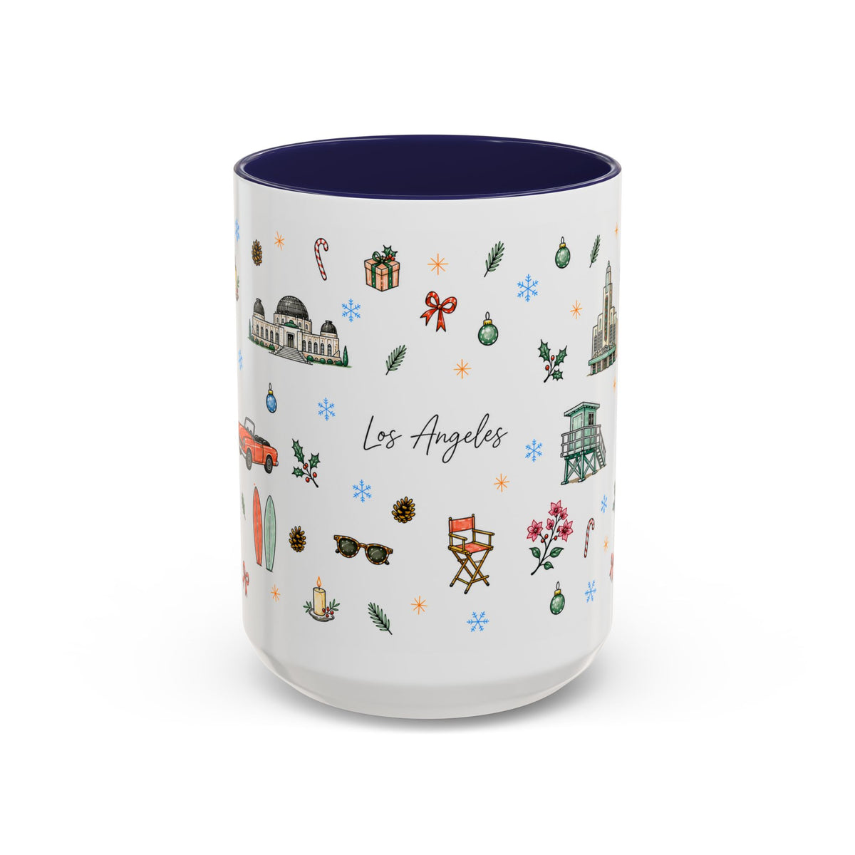 Los Angeles Christmas Mug | Watercolor City Souvenir | Ceramic Coffee Cup (11oz or 15oz)