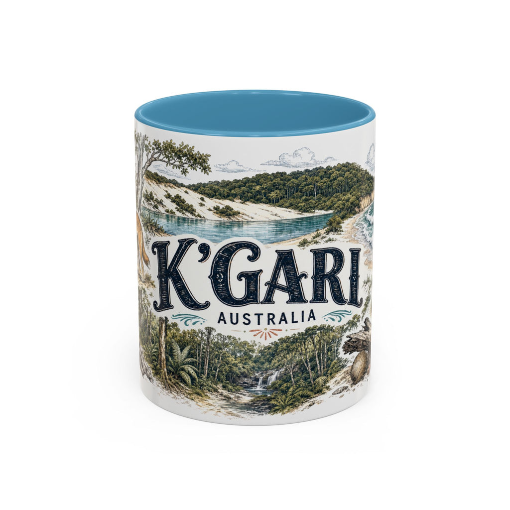 K'gari Mug, Australia Travel Souvenir, Bucket List Gift, Accent Ceramic Coffee Mug 11oz 15oz