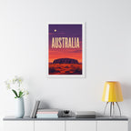 Uluru Australia Framed Poster | Vintage Travel Wall Art | Black Walnut White Frame | 16x24 20x30