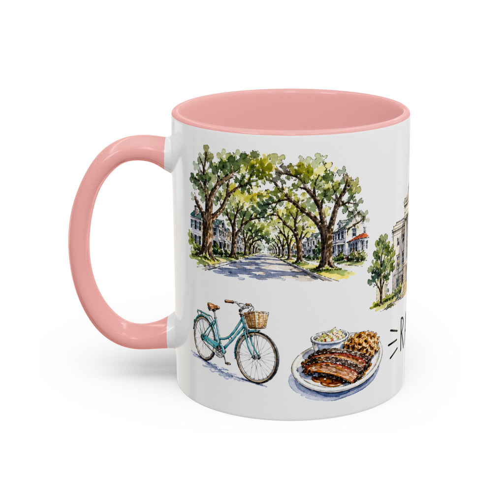 Raleigh Illustrated Travel Mug | City Souvenir Accent Coffee Mug | 11oz 15oz Ceramic Cup