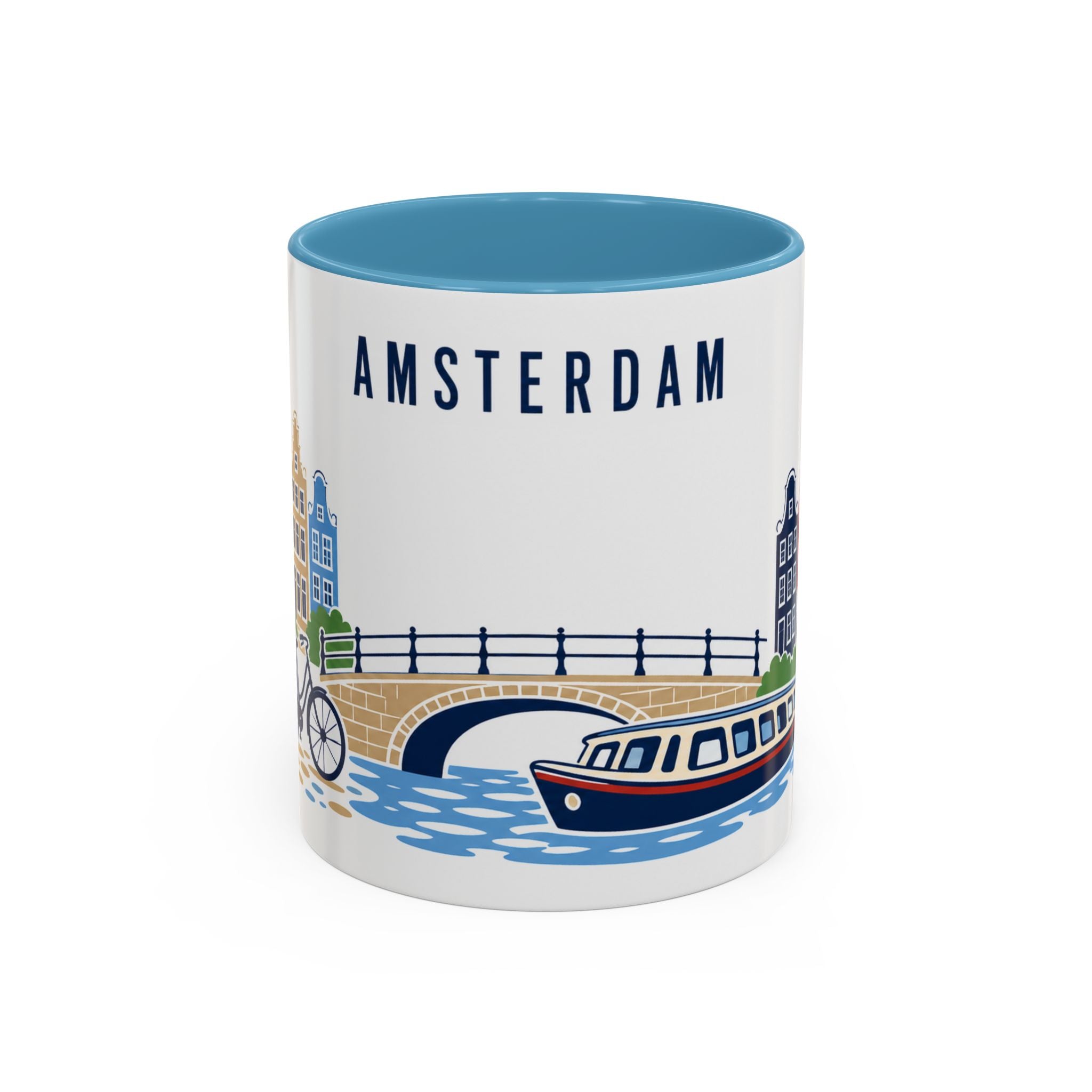 Amsterdam Coffee Mug | Netherlands Travel Souvenir | Porcelain Decal City Gift | 11oz 15oz Accent Mug
