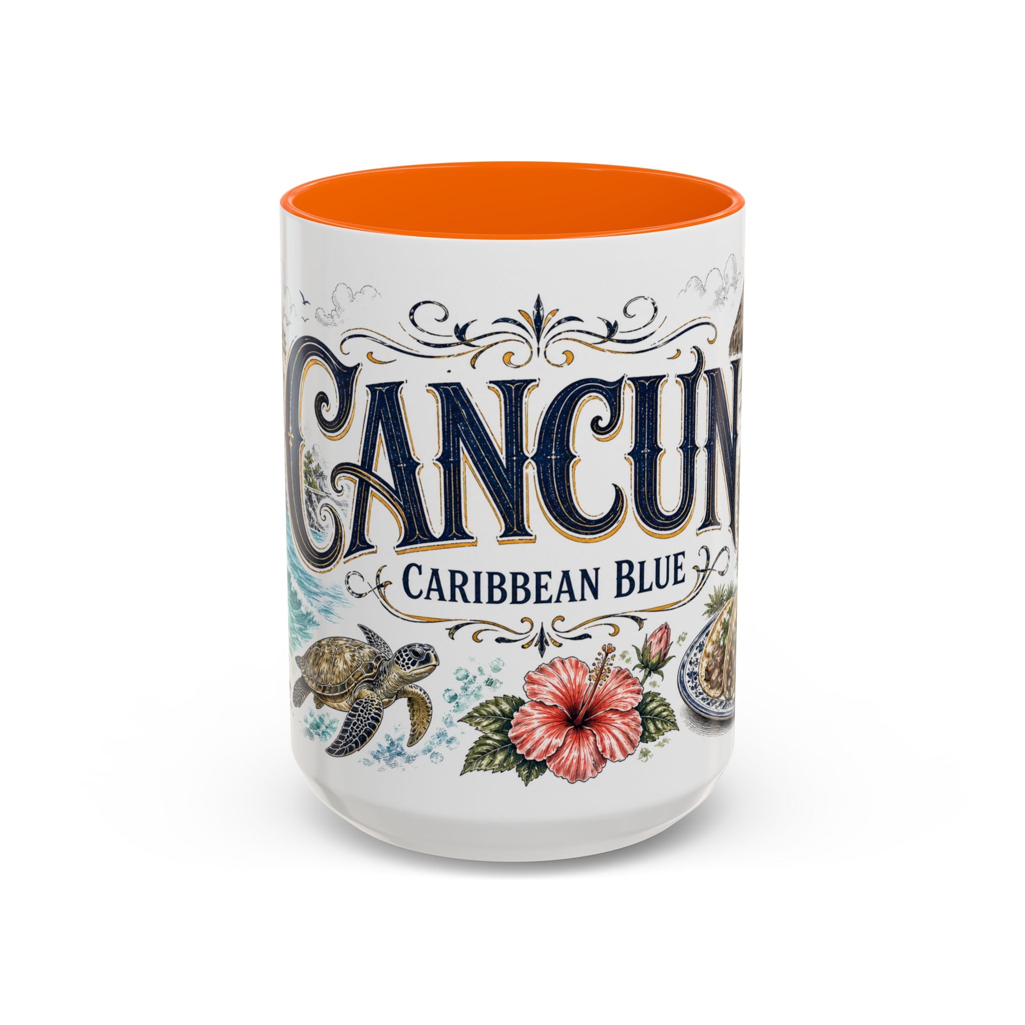 Cancun Coffee Mug | Mexico Travel Souvenir | Vintage Illustrated City Gift | 11 oz 15 oz Accent Mug
