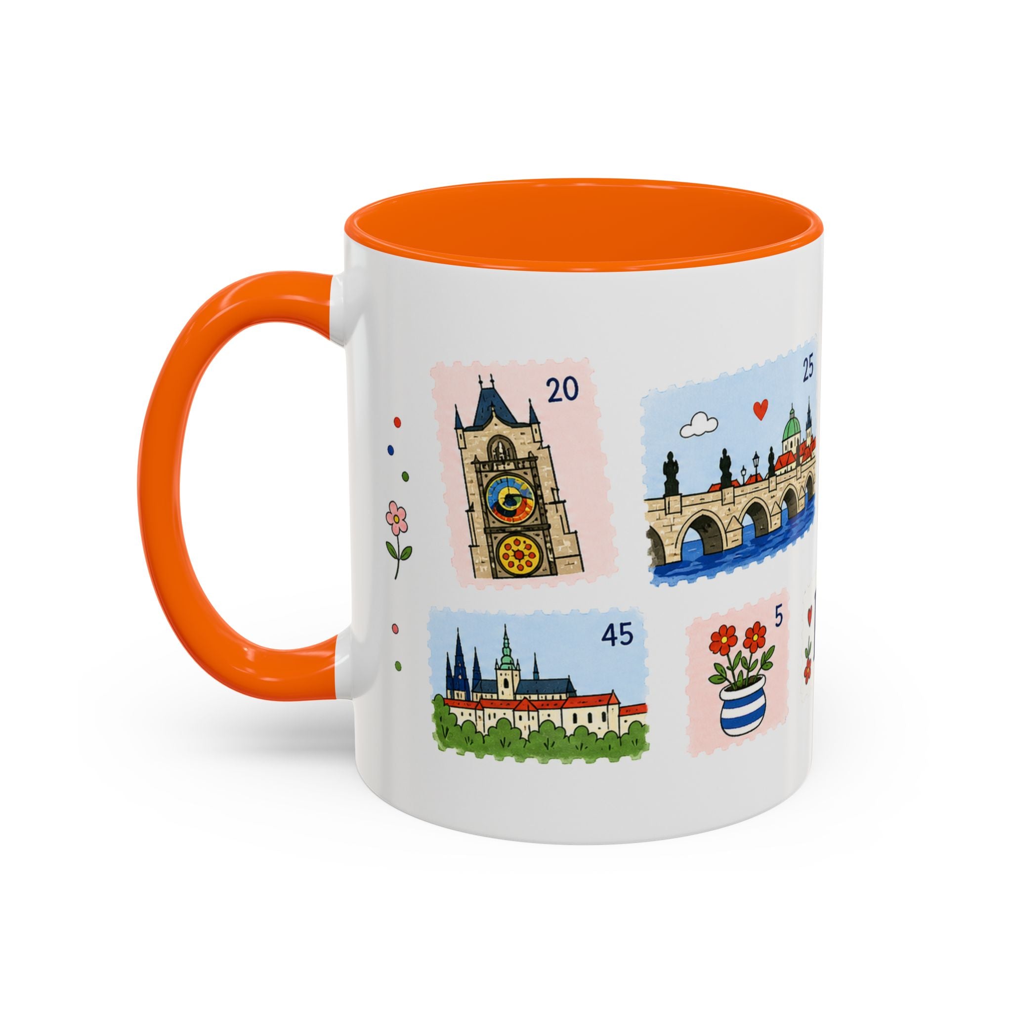 Prague Coffee Mug | Postage Stamp Collage Mug | Travel Souvenir Accent Cup 11oz 15oz